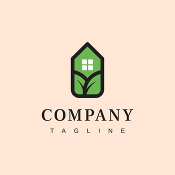 house leaf green logo vector