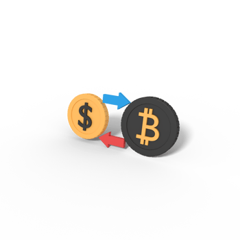 3d illustration of bitcoin to dollar exchange png