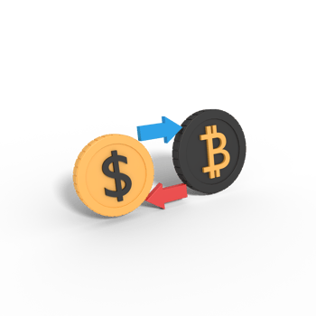 3d illustration of bitcoin to dollar exchange png