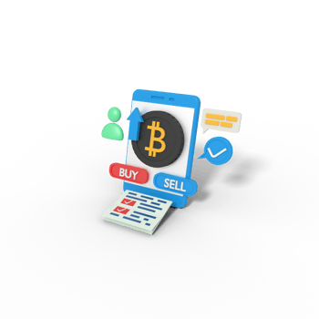 3d illustration of buying and selling bitcoin on phone png