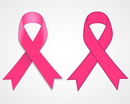 Breast cancer awareness pink single ribbon isolated on white background. Vector illustration EPS 10