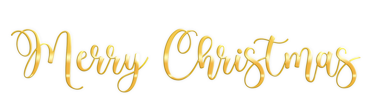 Golden Text Merry Christmas cut out png