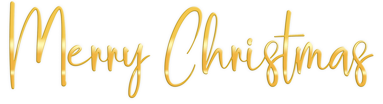 Golden Text Merry Christmas cut out png