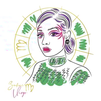 Stylish girl, zodiac sign, Virgo, fashion makeup vector