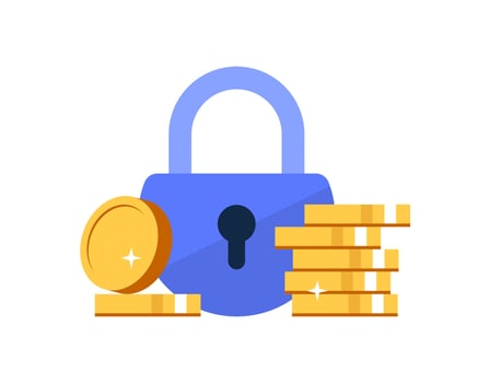 Financial insurance money icon protection guarantees, cash secure investment vector
