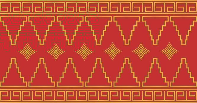 traditional ethnic songket pattern red gold vector