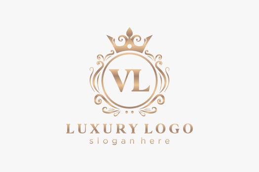 Initial VL Letter Royal Luxury Logo template in vector art for Restaurant, Royalty, Boutique, Cafe, Hotel, Heraldic, Jewelry, Fashion and other vector illustration.
