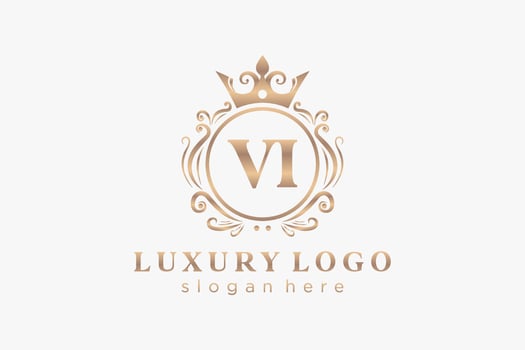 Initial VI Letter Royal Luxury Logo template in vector art for Restaurant, Royalty, Boutique, Cafe, Hotel, Heraldic, Jewelry, Fashion and other vector illustration.