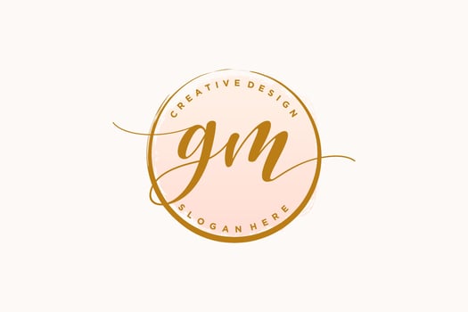 Initial GM handwriting logo with circle template vector signature, wedding, fashion, floral and botanical with creative template.
