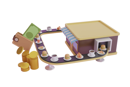 3D Illustration of Fast Food Restaurant. Fast Food Order App.  Takeaway Food Online, Fast Free Delivery. 3d rendering png