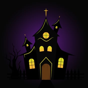 haunted church, haunted house, castle. spooky Halloween church. vector
