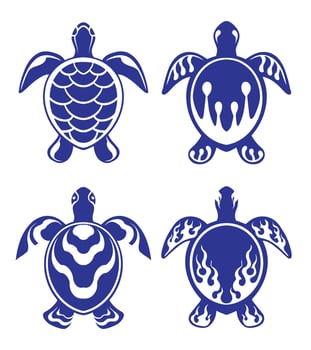 sea turtle silhouette vector set