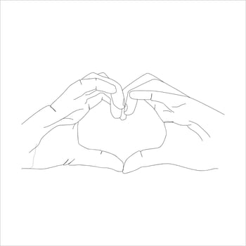 continuous line drawing minimalist design hand love one line drawing vector