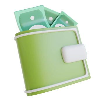 3D illustration business and finance money wallet png