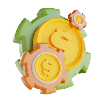 3D illustration business gear and making money png