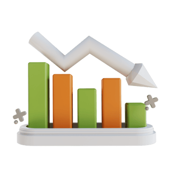 3D illustration business graph down png