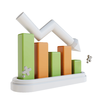 3D illustration business graph down png