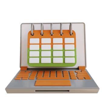 3D illustration business laptop and calendar scdule png