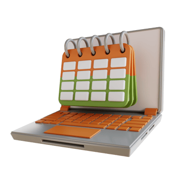 3D illustration business laptop and calendar scdule png