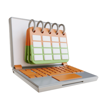 3D illustration business laptop and calendar scdule png