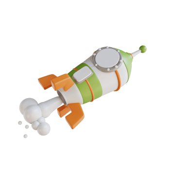 3D illustration business startup rocket png