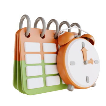 3D illustration business time and calendar png