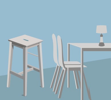 Classic and modern table chairs and stool furniture design. Piece of furniture for cafeteria, restaurant. vector