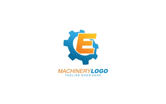 E logo gear for identity. industrial template vector illustration for your brand.