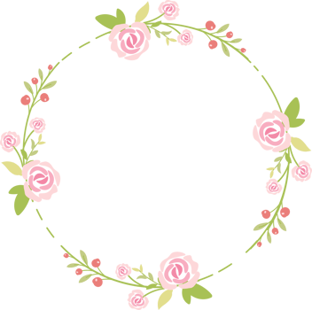 cute pastel green pink valentine roses flat style wreath frame png