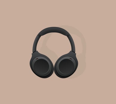 Headphones for gamers, music concept vector illustration. Sports headphones cartoon style icon design.
