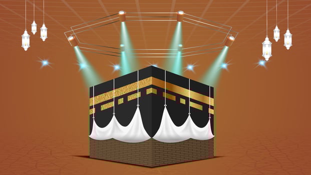 Luxury Islamic decorative background with Kaaba vector