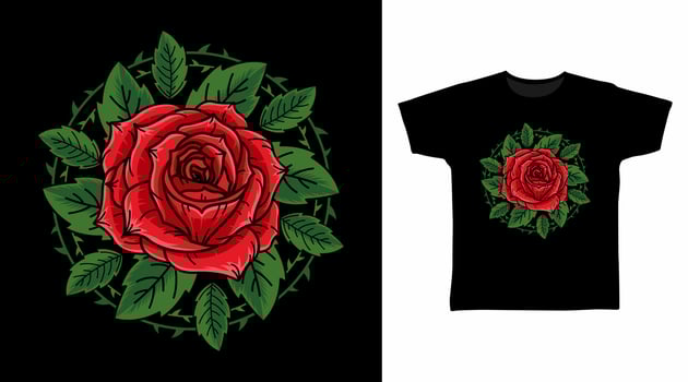 Rose flower with thorn and leaf vector illustration design