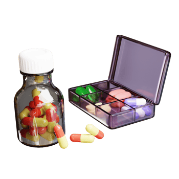 3d render box and bottle capsule png