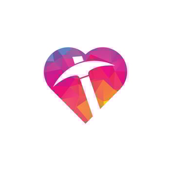 Mining love shape concept Logo Design. Mining industry logo design template. vector