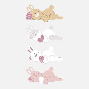 happy easter festival with animal pet bunny rabbit and egg, pastel color, flat vector illustration cartoon character