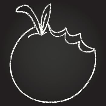 Bitten Apple Chalk Drawing vector