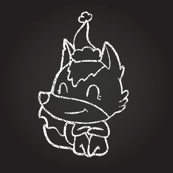 Festive Dog Chalk Drawing vector