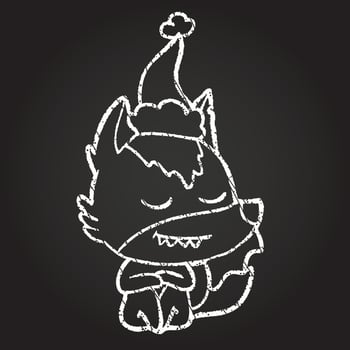 Christmas Dog Chalk Drawing vector