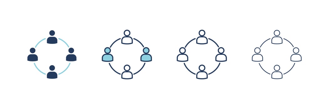 People team icon. Collaboration vector symbol. Filled and Linear style sign for mobile concept and web design. Teamwork symbol illustration. Pixel vector graphics - Vector
