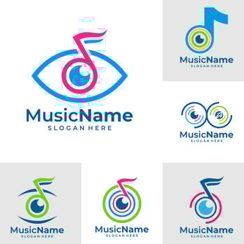 Set of Eye Music Logo Vector. Music Eye logo design template vector