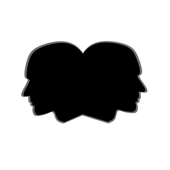 a vector illustration of a 2 head silhouette logo image suitable for a collaboration themed logo