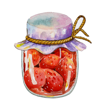 Watercolor Japanese food strawberry liqueur png