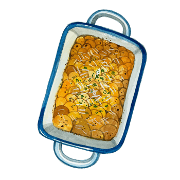 Watercolor Japanese food gratin png