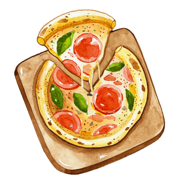 Watercolor Japanese food Pizza png