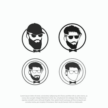 black and white vintage label badge or logo Hipster with head beard glasses vector