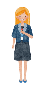 Watercolor illustration of a newscaster png