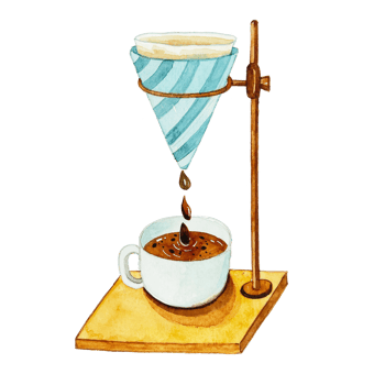 Watercolor coffee drip stand png