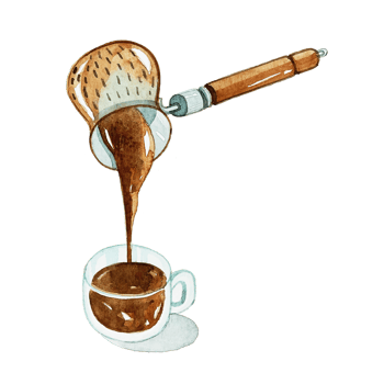 Watercolor ibrik coffee png