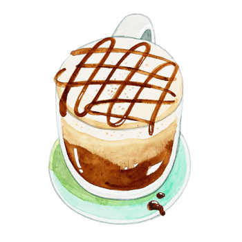 Watercolor caramel macchiato png