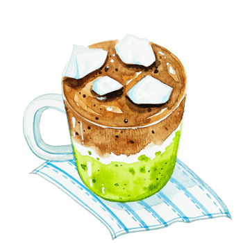 Watercolor iced matcha espresso fusion png